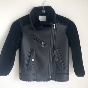 Girls Zara Black Biker Jacket Size 7